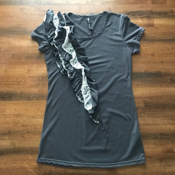 Side Ruffle T-Shirt - Picture 1 of 5